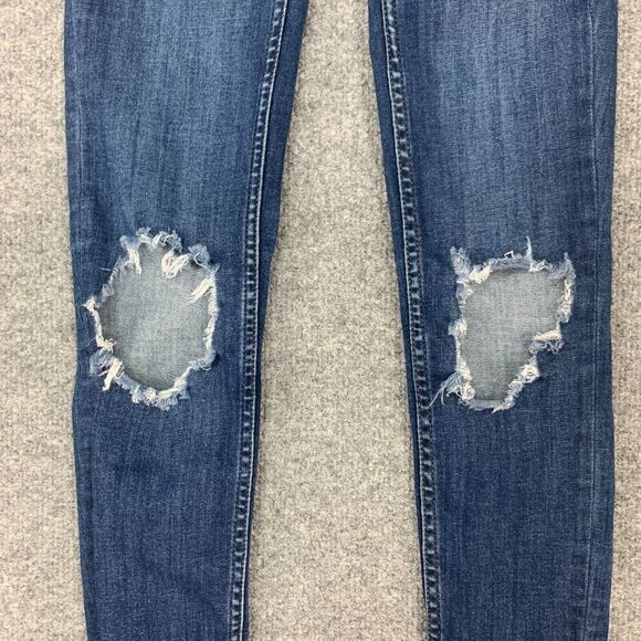 Free People Skinny Jean Womens 24 Destroyed Busted Knee Distressed Denim Zip Fly - Picture 3 of 15